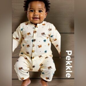 Cream Baby One Piece with Elephant 🐘 Print